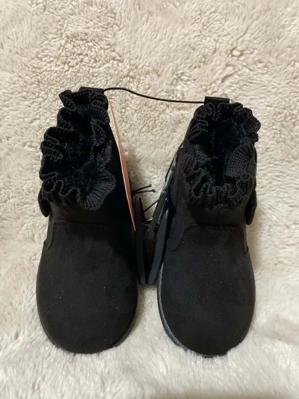 Wonder Nation Baby/Girls Black Faux Fur Bow Boots Size 5 New With Tags!